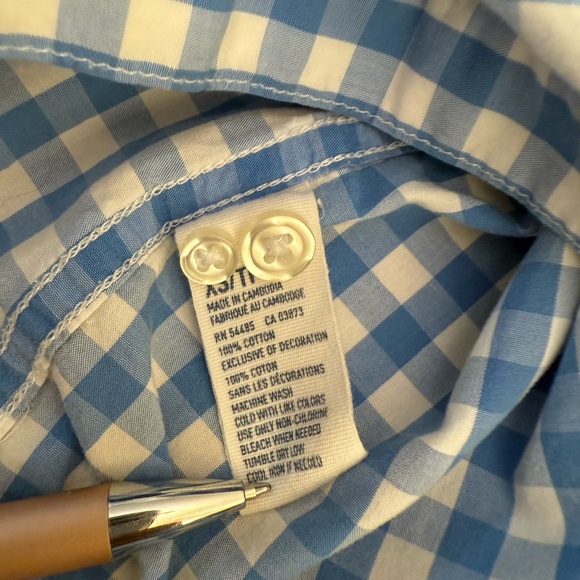 American Eagle Outfitters Blue and White Plaid Shirt - Picture 6 of 6